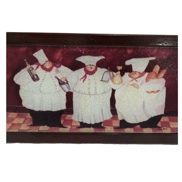 Cherrywood Cutting Board Charcuterie Cheese with Chefs Print - Picture 4 of 12